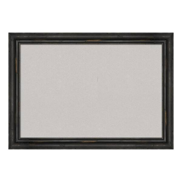 Amanti Art Rustic Pine Narrow Black Framed Grey Cork Memo Board