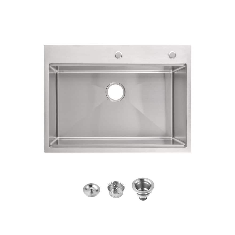 32 in. Drop-In Single Bowl 20 Gauge Gray Stainless Steel Kitchen Sink with Workstation price history on PriceWatchPro