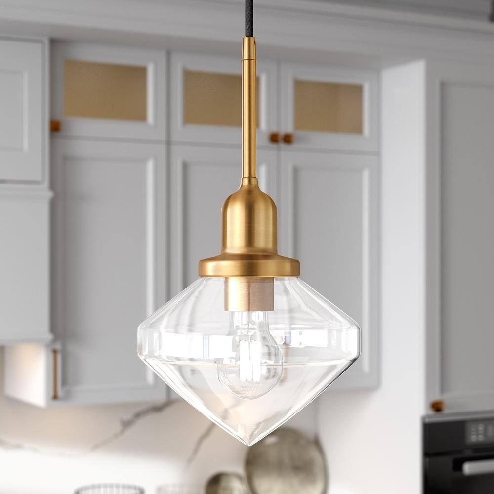 Zaria Brushed Gold Clear Glass Globe Pendant with Adjustable Cord