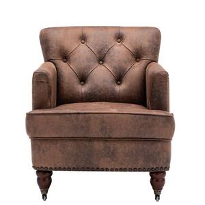 Brown Modern Style Accent Chair for Living Room PU Leather Club Chair