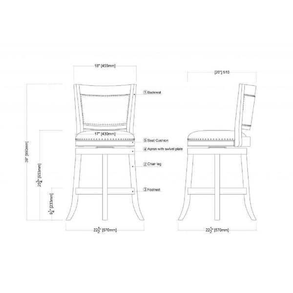 Boraam - 24 in. Black Bristol Swivel Stool