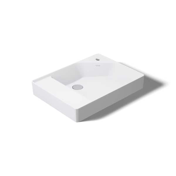 Spacity 24 in. W x 4.75 in. D Fireclay Vanity Top in White with White Specialty Single Sink