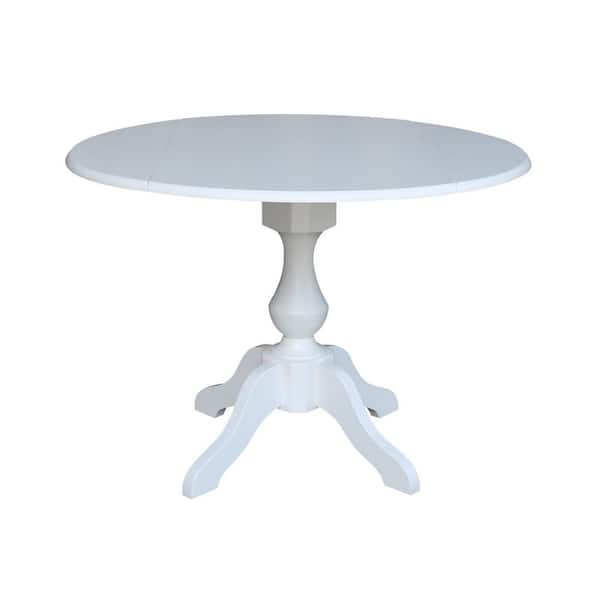 International Concepts Sophia White 42 in. Drop-Leaf Solid Wood Table