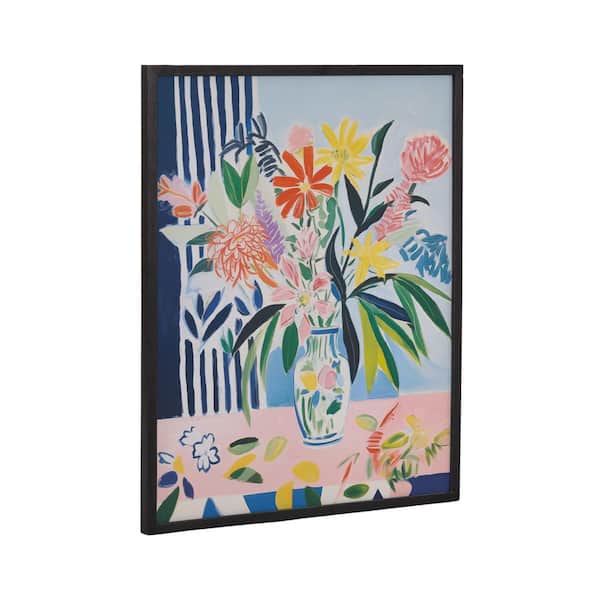 Kate and Laurel Gallery Cheerful Maximalist Flower Vase by the Creative Bunch Studio Black Framed Art Print 16 in. x 20 in.
