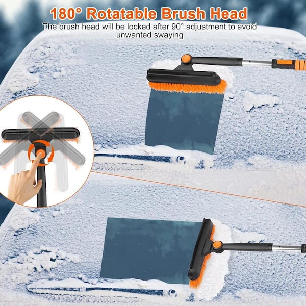 Car Windscreen 2-1n-1 Ice Scraper and Snow Brush Long Reach Handle De-Icer  ABS