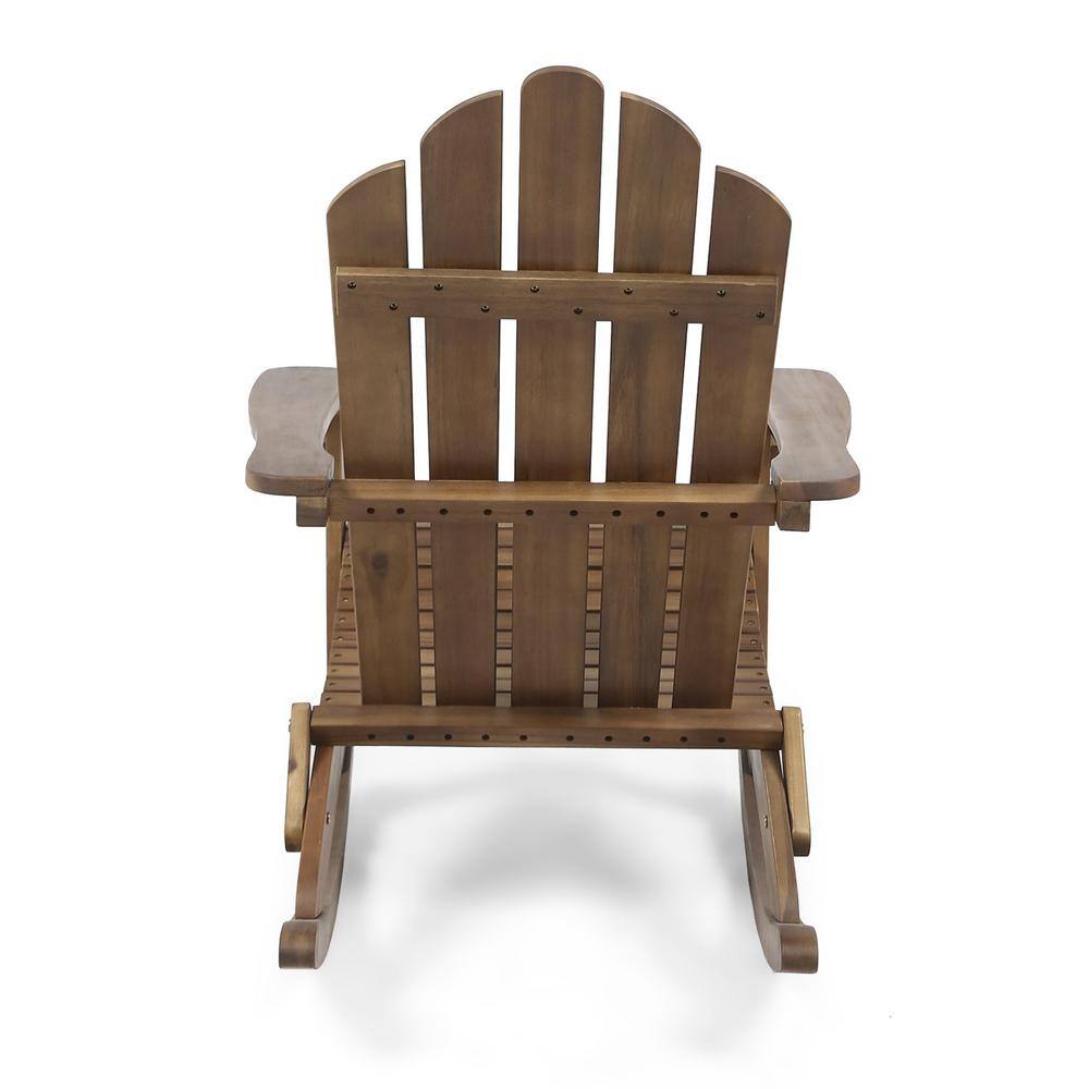 Cara Dark Brown Acacia Wood Adirondack Rocking Chair