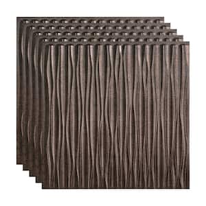 Dunes Vertical 2 ft. x 2 ft. Glue Up Vinyl Ceiling Tile in Smoked Pewter (20 sq. ft.)