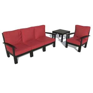 Bespoke Deep Seating 1-Piece Plastic Outdoor Couch Chair and Side Table with Cushions