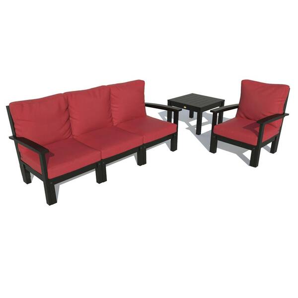 Highwood Bespoke Deep Seating 1-Piece Plastic Outdoor Couch Chair and Side Table with Cushions