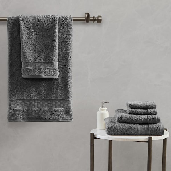 Beautyrest Plume 6-Piece Charcoal Cotton Bath Towel Set Feather Touch  Antimicrobial 100% BR73-2440 - The Home Depot