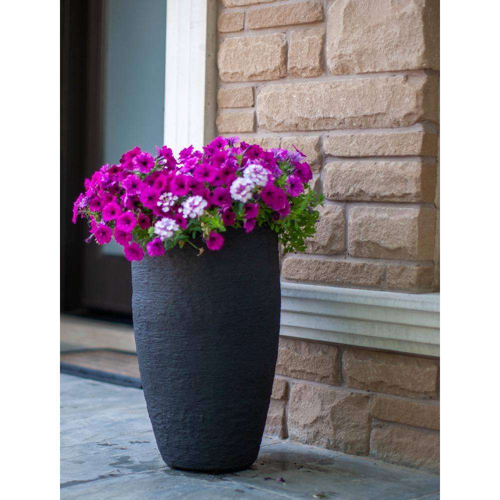 24" Black Recycled Polyethylene Self-Watering Planter