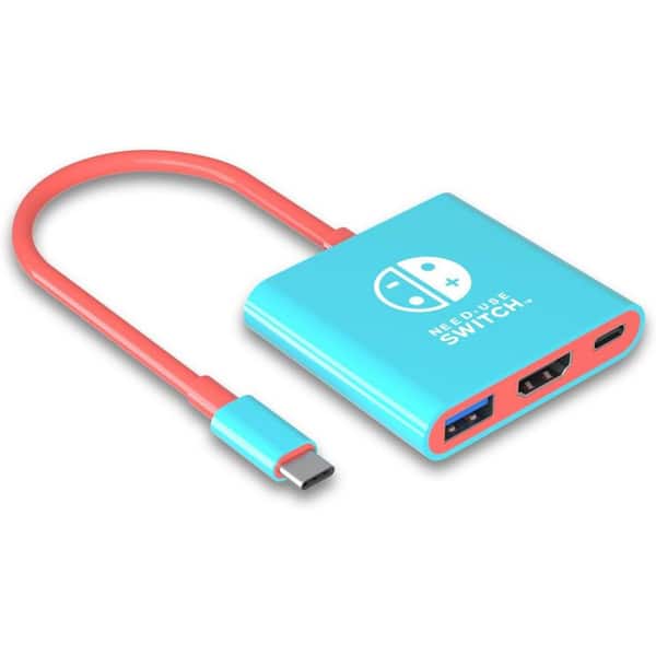 phyfalip Portable Switch/Steam Deck Station Compatible with Switch/Switch OLED and 4K 60Hz HDMI Adapter in Blue