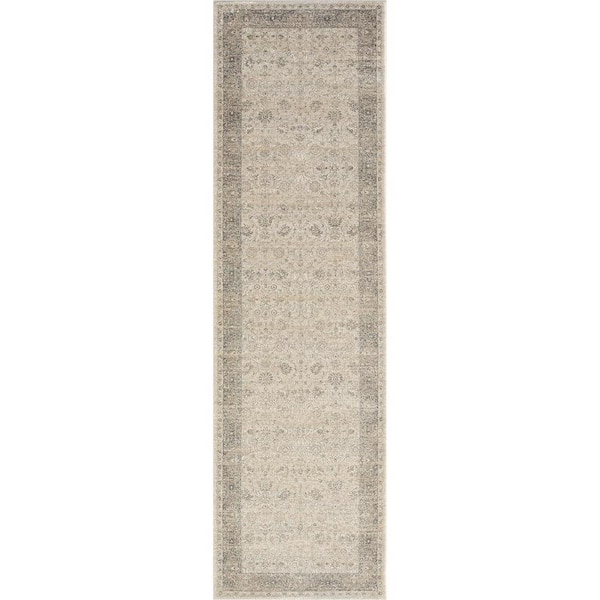 2 ft. x 5 ft. Beige Floral Runner Rug