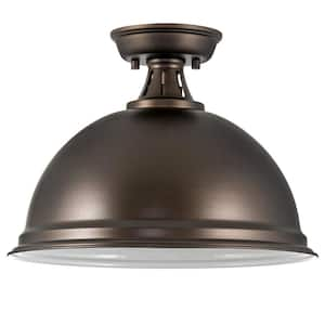 Belle 60-Watt 1-Light Oil-rubbed Bronze Modern Semi-Flush with Oil Rubbed Bronze Shade, No Bulb Included