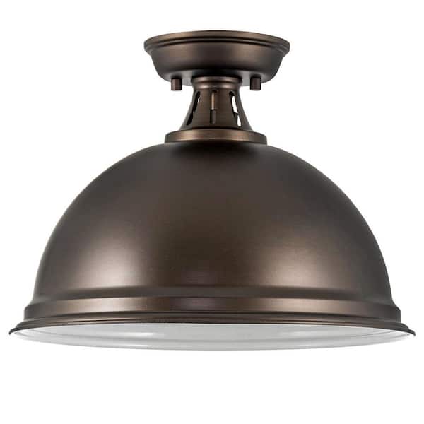 Kira Home Belle 60-Watt 1-Light Oil-rubbed Bronze Modern Semi-Flush with Oil Rubbed Bronze Shade, No Bulb Included