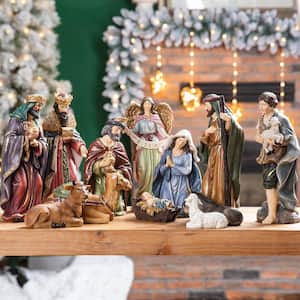 10 in. H Resin Nativity Figurine Set (12-Pieces)