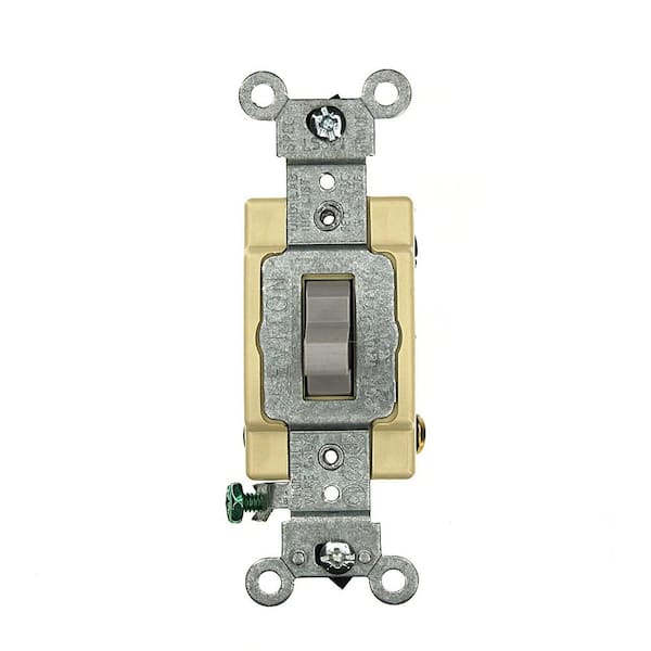 Leviton 20 Amp Commercial Grade 4-Way Back Wired Toggle Switch, Gray