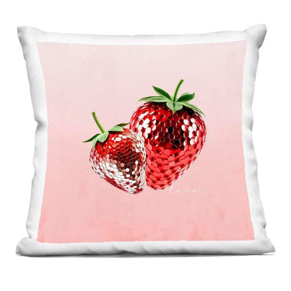 Stupell Industries Disco Sequin Strawberries Red Abstract Polyester 18 in. x 18 in. Throw Pillow