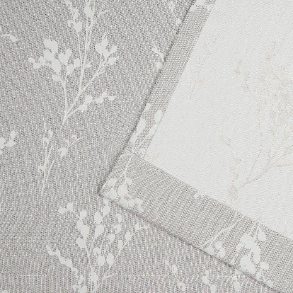 Dove Grey Floral Room Darkening Grommet Curtain Panels