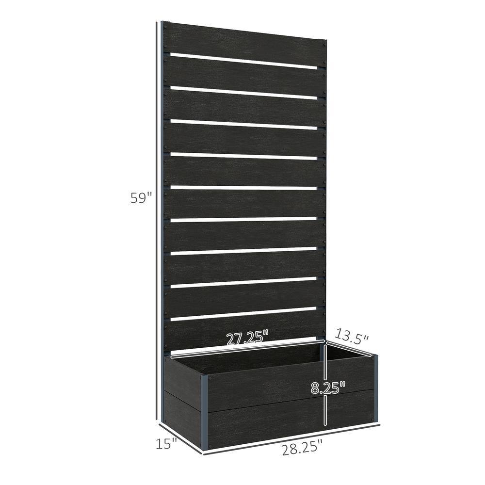 Black Metal Raised Garden Bed with Trellis, 28.25" x 15" x 59"