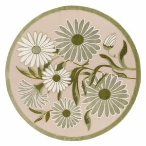 Aloha Ivory Green 5 ft. Round Botanical Contemporary Indoor/Outdoor Area Rug