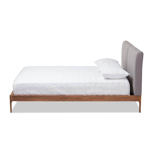 Aveneil Gray and Walnut Brown King Platform Bed
