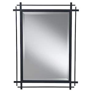 Medium Rectangle Antique Forged Iron Beveled Glass Art Deco Mirror (37 in. H x 27.1875 in. W)