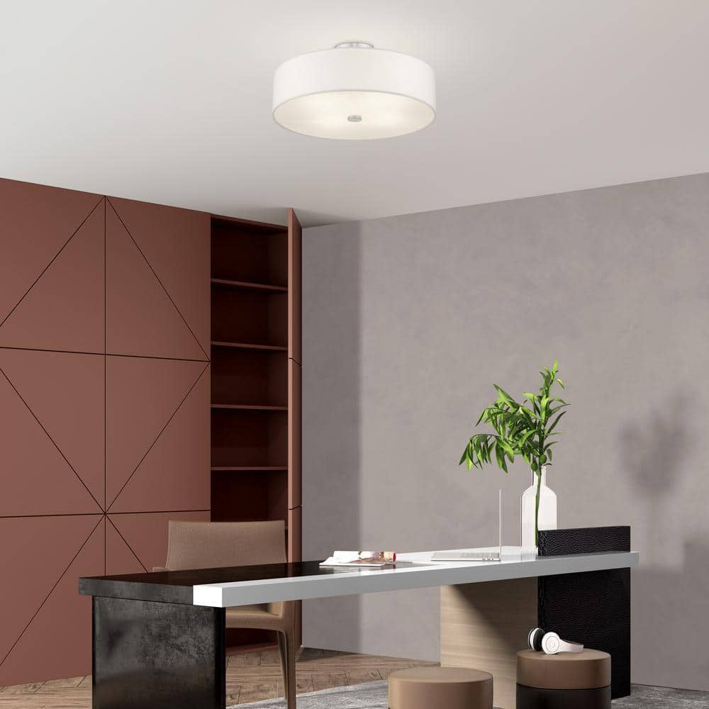 Brushed Nickel 4-Light Semi-Flush Drum Ceiling Fixture