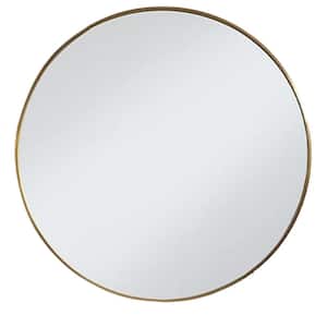 28 in. W x 28 in. H Round Metal Framed Gold Mirror, Elegant and Durable for Wall, Bathroom, Bedroom, Vanity and Hallway