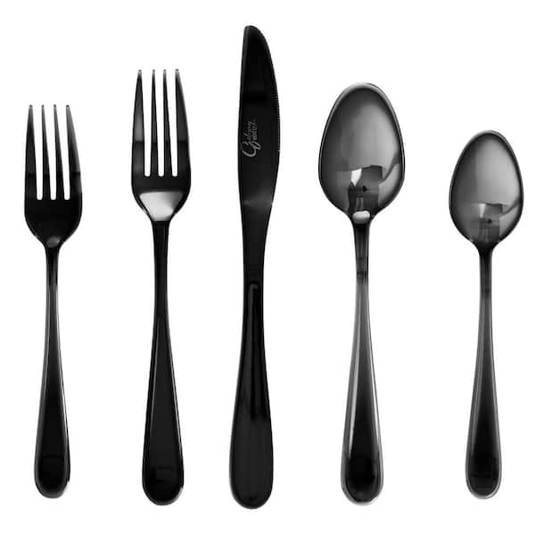 GIBSON HOME Stravidia 20-Piece Flatware Set in Black Stainless Steel  985119681M - The Home Depot