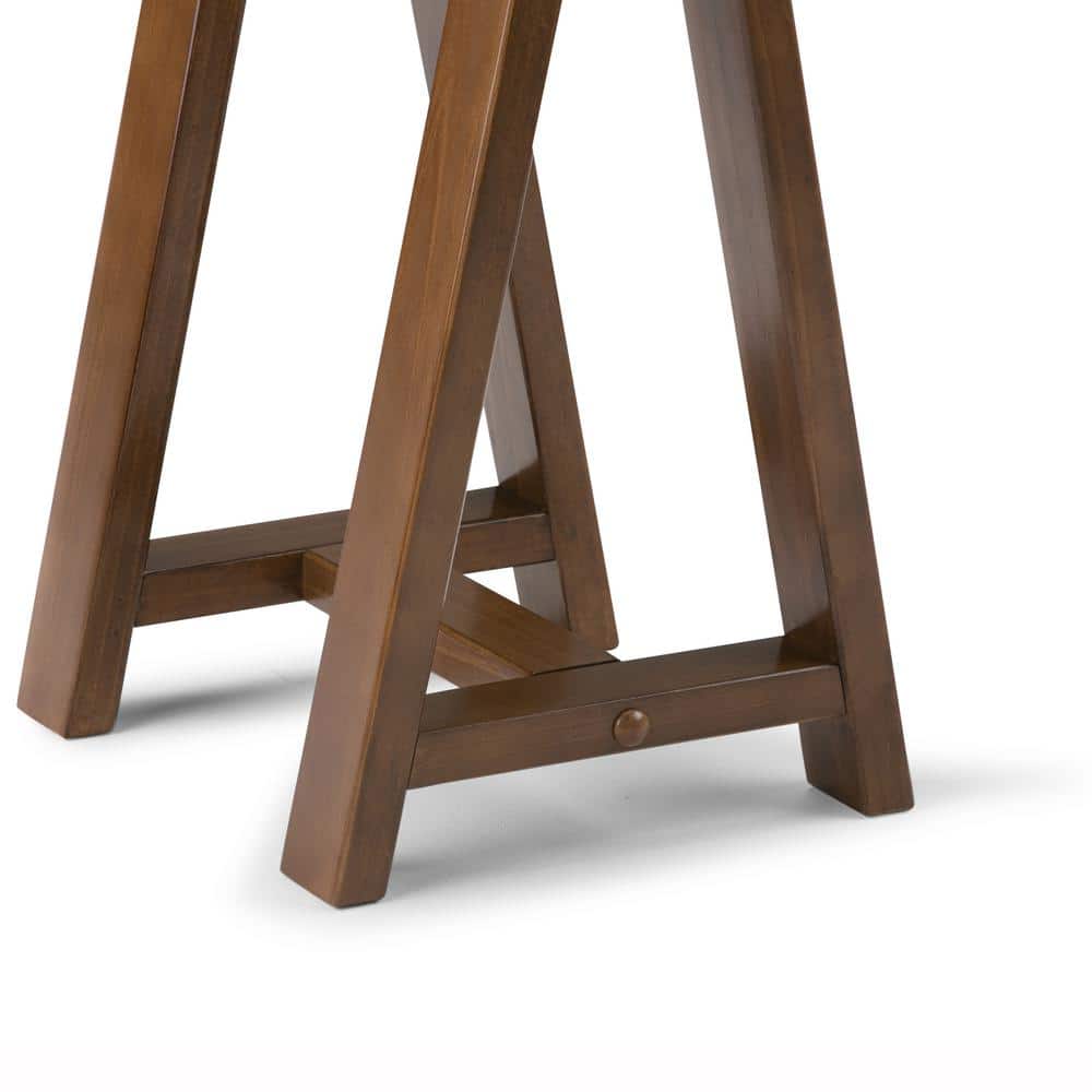 Medium Saddle Brown Solid Pine Console Table with A-Shaped Legs