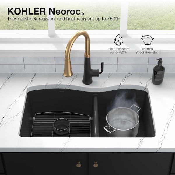 KOHLER Cairn Matte Black Granite Composite 29.75 in. Single Bowl Undermount Kitchen Sink