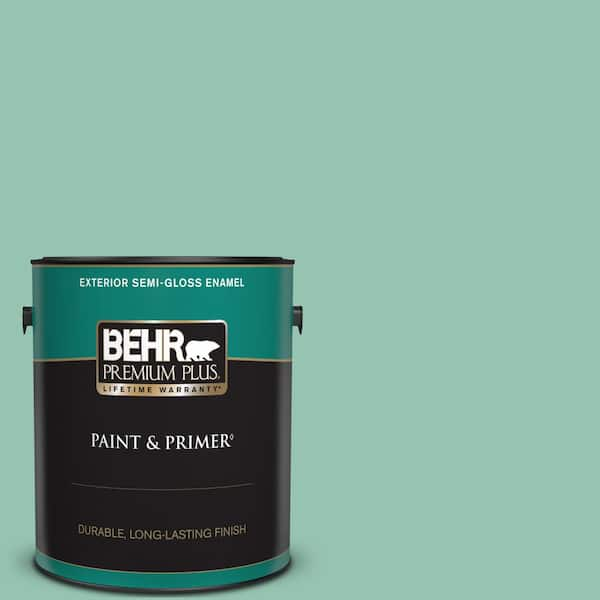 BEHR PREMIUM PLUS 1 gal. #M420-4 Jade Mountain Semi-Gloss Enamel Exterior Paint & Primer