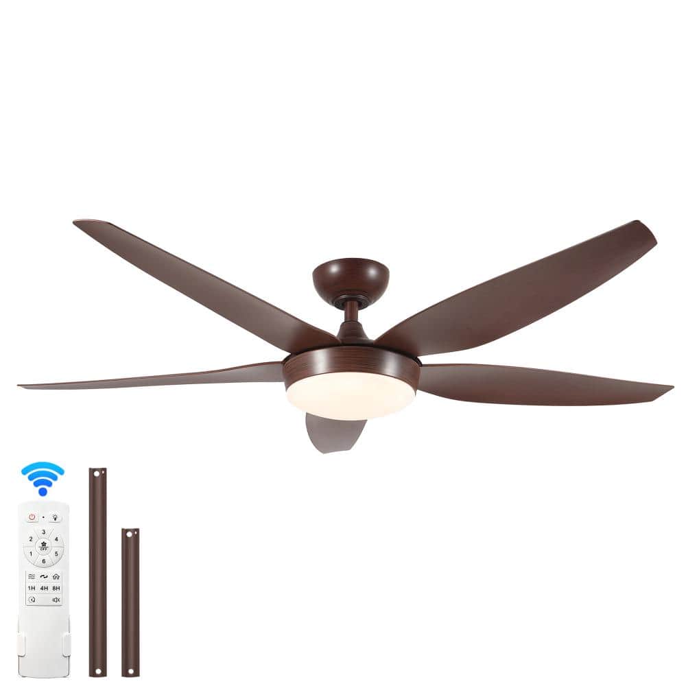 56 in. Champagne LED Downrod Mount Standard Ceiling Fan with Remote Control Dimmable 3 ABS Blades Ceiling Fan with Light price history on PriceWatchPro