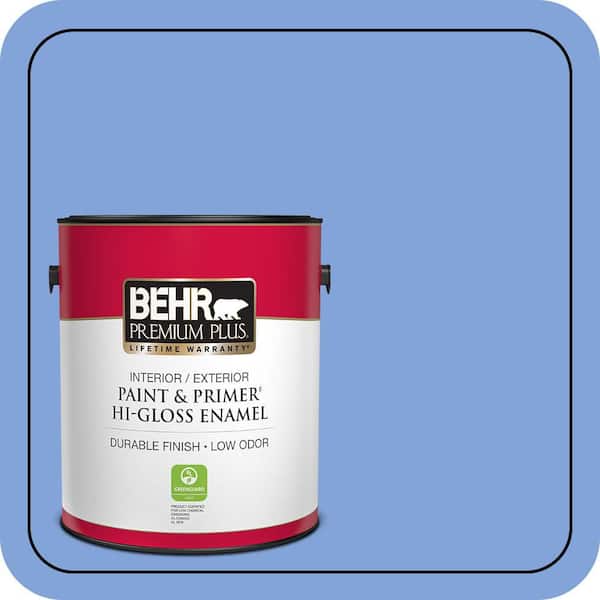 BEHR PREMIUM PLUS 1 gal. #P530-4 Periwinkle Hi-Gloss Enamel Interior/Exterior Paint & Primer