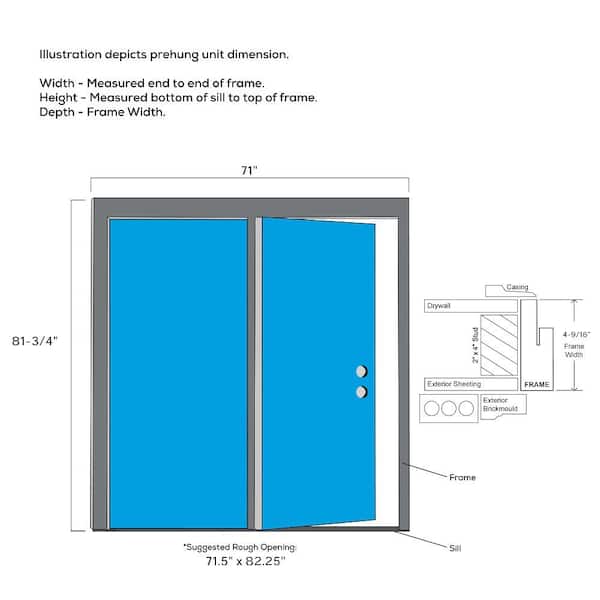 68 in. x 80 in. Clear Glass Primed Steel Prehung Left-Hand Inswing Full Lite Stationary Patio Door