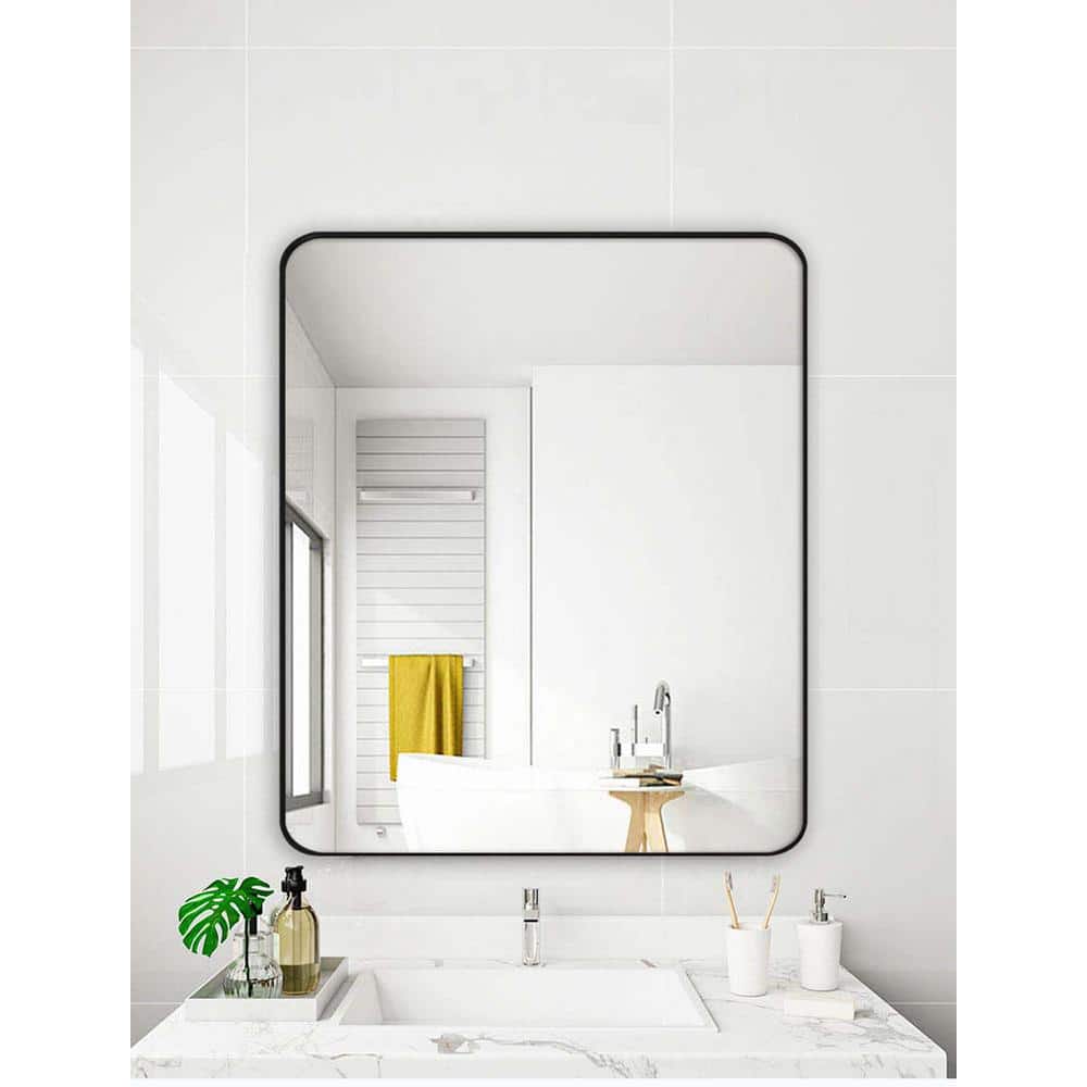 30 in. W x 36 in. H Aluminum Rectangular Framed Wall Bathroom Vanity Mirror