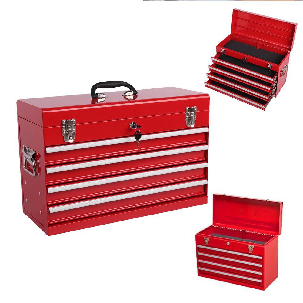 21 in. W Red Steel 4-Drawer Heavy Duty Portable Tool Box Organiser with EVA Liners, Ball Bearing Slide Drawers Locking price history on PriceWatchPro