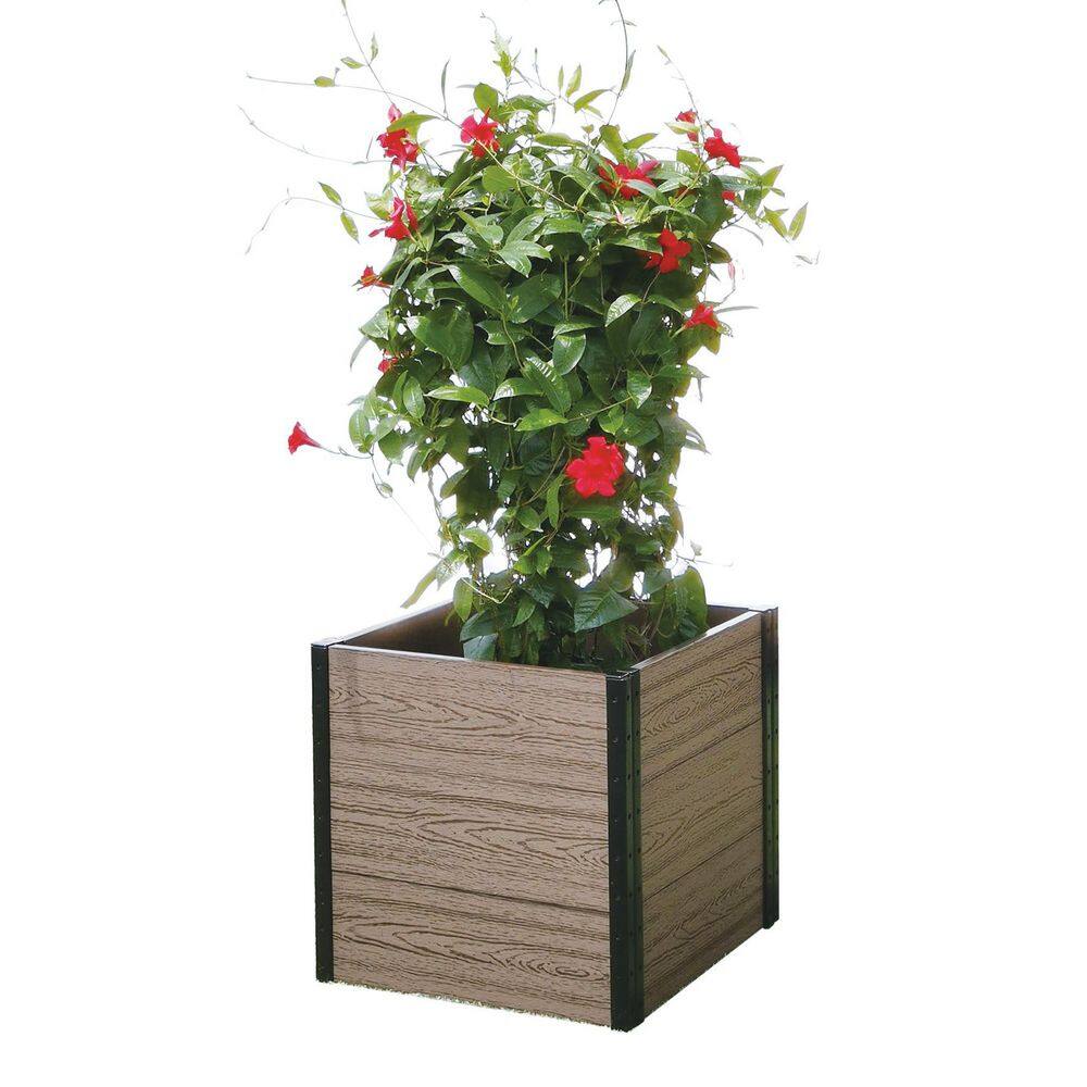 Brown Composite Wood and Steel Square Raised Garden Bed