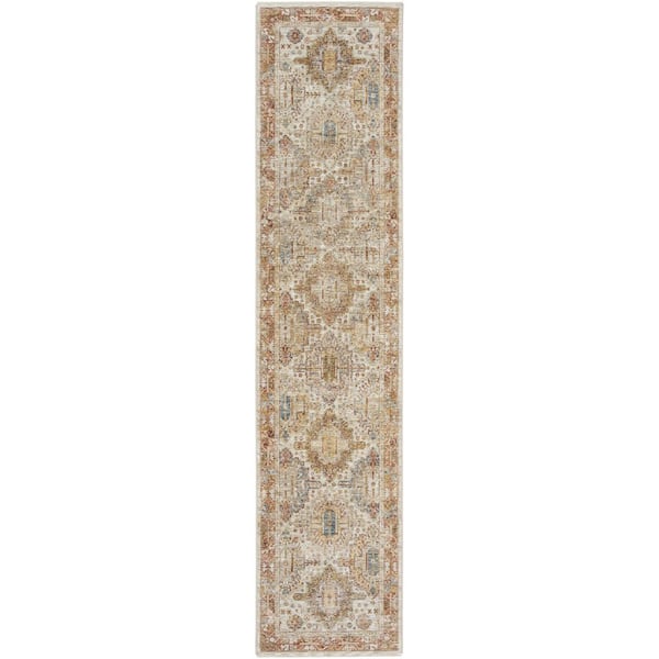 Nourison Sahar Ivory/Multi 2 ft. x 10 ft. Floral Vintage Traditional Kitchen Runner Area Rug