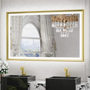 48 in. W x 30 in. H Rectangular Aluminum Framed with 3 Colors Dimmable LED Anti-Fog Wall Mount Bathroom Vanity Mirror