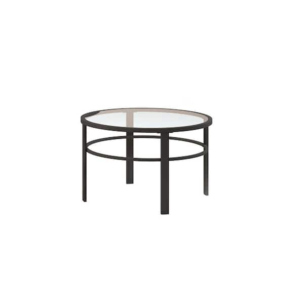 HomeRoots 36 in. Round Glass Coffee Table with No Additional Features