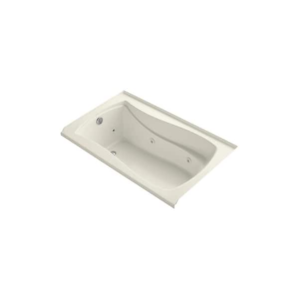 KOHLER Mariposa 60 in. Left Drain Rectangular Alcove Whirlpool Bathtub in Biscuit