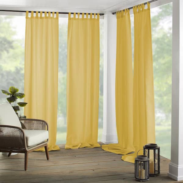 Elrene Yellow Solid Tab Top Room Darkening Curtain - 52 in. W x 84 in. L