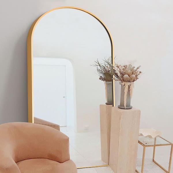Seafuloy 32 in. W x 71 in. H Oversized Classic Modern Arch-Top Full Length  Gold Standing Mirror HZ-J-M007 - The Home Depot