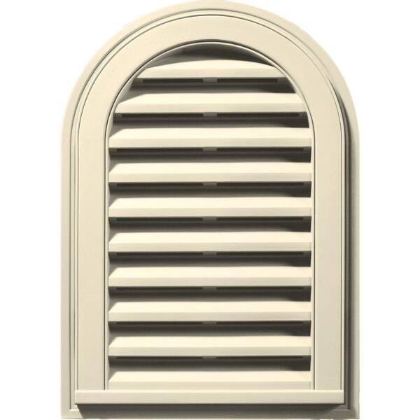 Builders Edge 14 in. x 22 in. Round Top Plastic Built-in Screen Gable Louver Vent #020 Heritage Cream