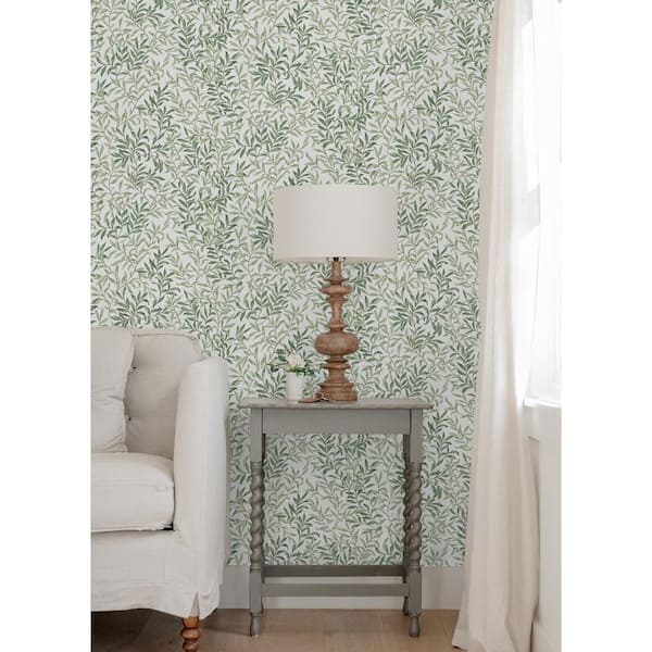 Herb Green Terrace Vines Vinyl Matte Peel and Stick Wallpaper