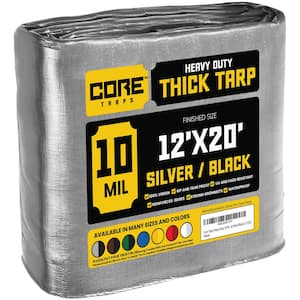 12 ft. x 20 ft. Silver/Black 10 Mil Heavy Duty Polyethylene Tarp, Waterproof, UV Resistant, Rip and Tear Proof