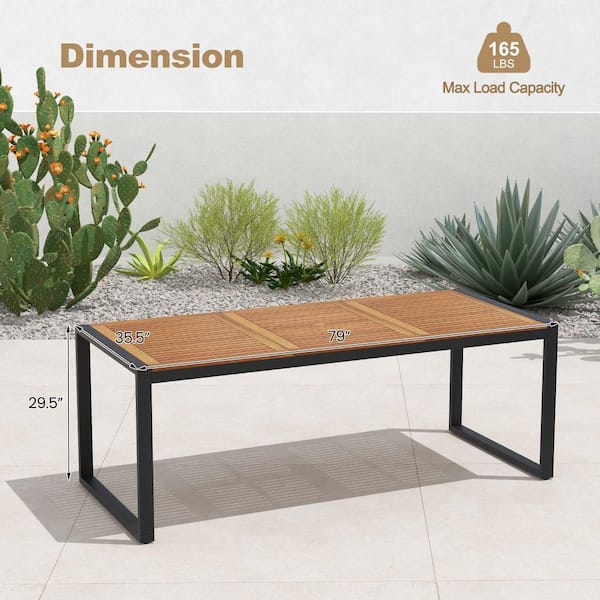 Costway 79 in. Acacia Wood 8-Person Outdoor Coffee Table 1.9 Costway 79 in. Acacia Wood 8-Person Outdoor Coffee Table 1.9