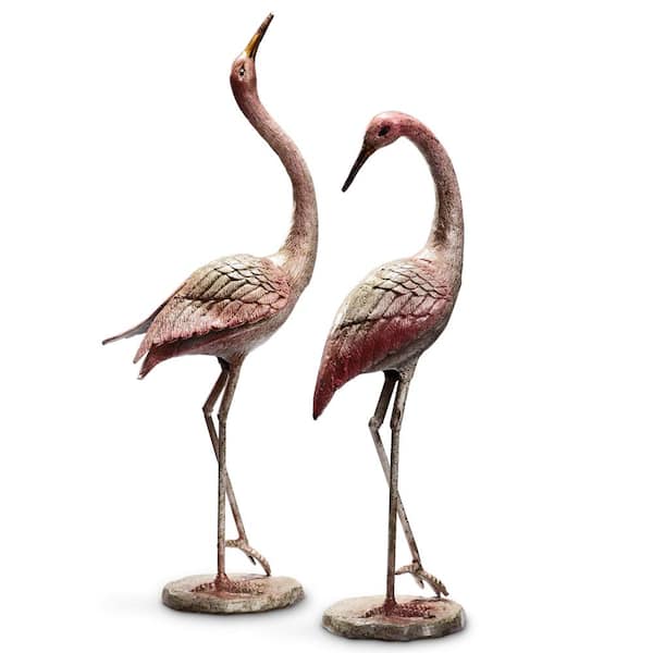 Flamboyant Crane Pair Garden Statue